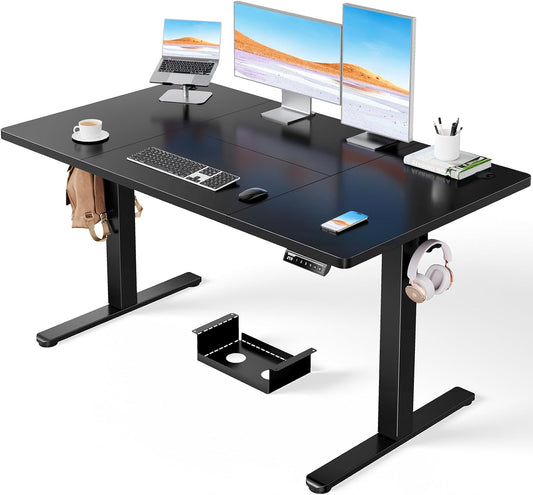 ErGear Electric Standing Desk - 140x80cm-100kg Load Capacity Height Adjustable Desk with Advanced Brushless Motor, Quiet Operation, Sturdy Metal Frame - QUORE