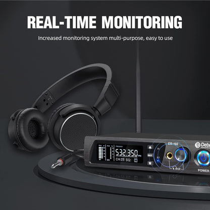 D Debra PRO ER-102 UHF Draadloze In-ear Monitor - Enkel Kanaal met Zender & Ontvanger voor Podium, Studio, Muzikanten (1 Bodypack)