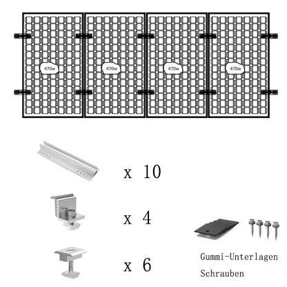 Zonnepaneelhouder, zonnepaneel aluminium bevestigingssysteem, trapeziumplaat, fotovoltaïsche bevestigingsrail, profielconnector voor fotovoltaïsche PV, bevestigingsset 4 x zonnepaneel 30 35 mm dikte