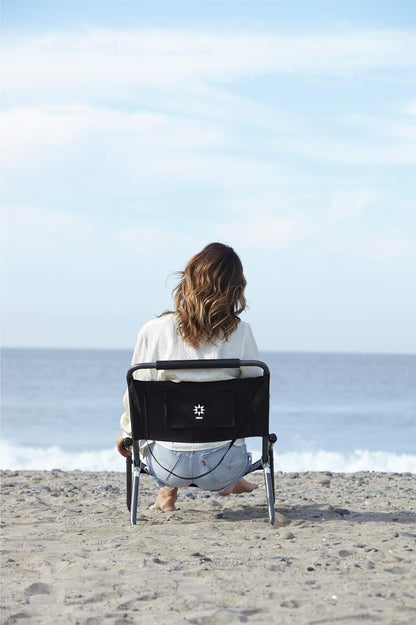 2 Pack Neso XL Beach Chairs, Extra Large, Water Resistant with Shoulder Strap and Slip Pocket - Foldable Thin (Black)