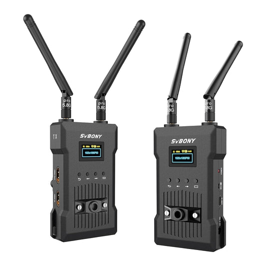Svbony ST1 HDMI 4K Draadloze Videozender en Ontvanger, 5G 8 Banden Draadloos Videotransmissiesysteem, 300M Bereik, 0,06S Latentie, Draadloze Video Overdracht Systeem met OLED Scherm voor Camera