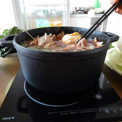 Double Handle Cast Iron Pan, Multi-Purpose Saucepan, Dishwasher Safe Non-Stick Pan Wok - QUORE
