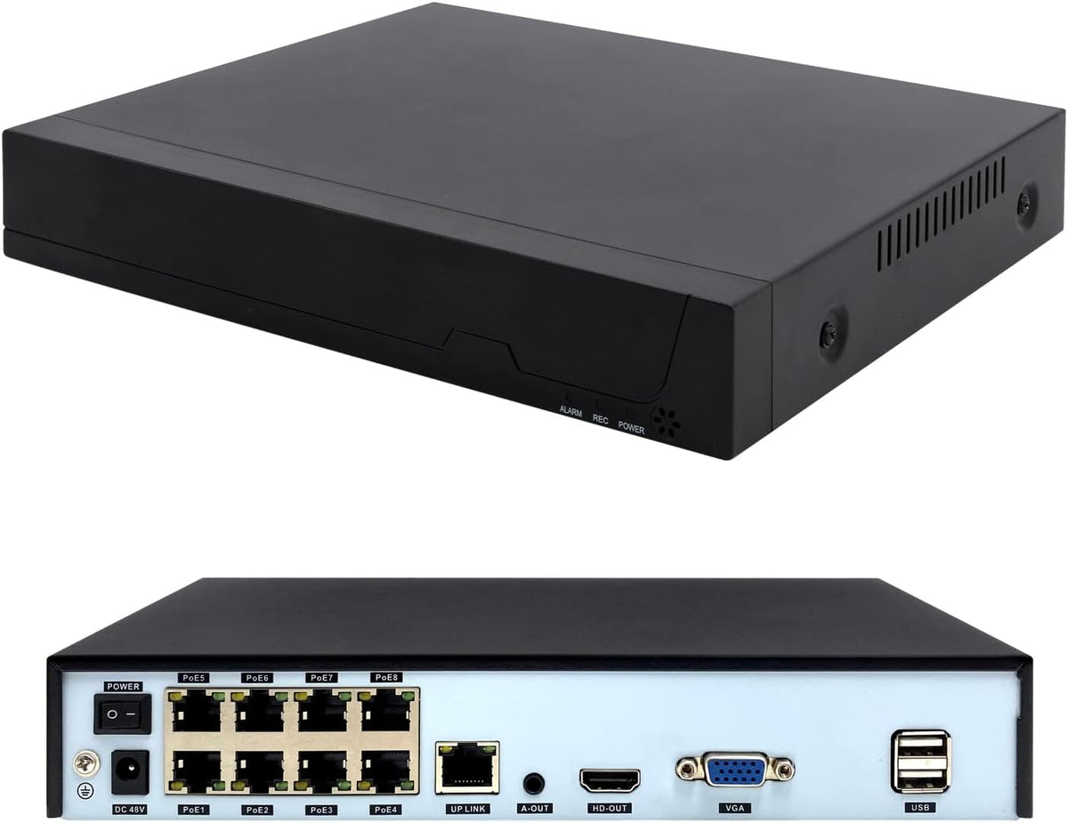 8CH PoE NVR, POE netwerk videorecorder (HD 1080P/3MP/4MP/5MP) voor bewaking Home Security System, 8-kanaals Power Over Ethernet voor IP-camera, exclusief HDD (POE4008ES)