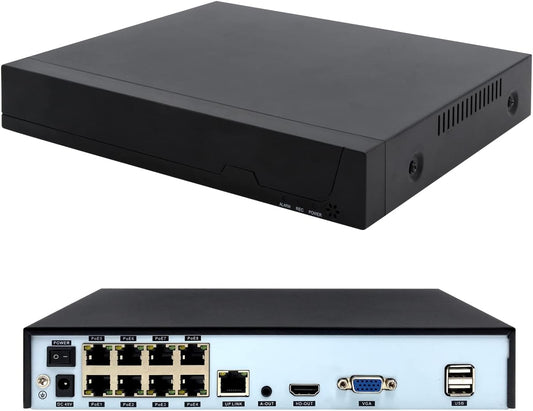 8CH PoE NVR, POE netwerk videorecorder (HD 1080P/3MP/4MP/5MP) voor bewaking Home Security System, 8-kanaals Power Over Ethernet voor IP-camera, exclusief HDD (POE4008ES)