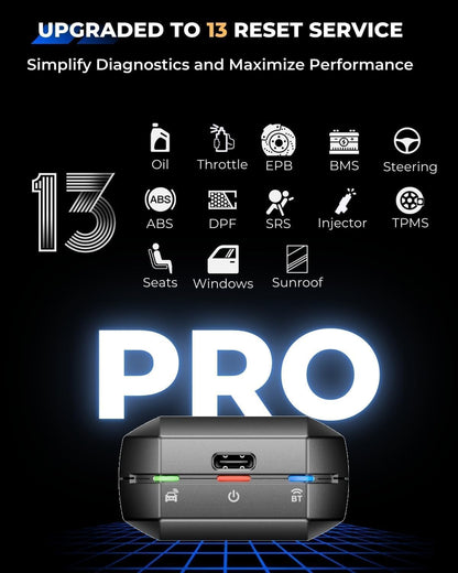 OBD2 Diagnosetool – Autocode Reader – Foutcode Scanner – Auto Diagnosetester – OBDII Scanner – Bluetooth 5.0 – 13+ Resetfuncties inclusief FCA & CAN-FD ondersteuning