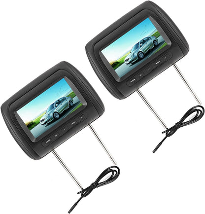 7 Inch LCD-scherm voor Autohoofdsteun, 2 Stuks 16: 9 800 X 480 Breedbeeld, Ondersteuning voor 2 Video-ingangen, Universele Autohoofdsteunmonitor met Draadloze Afstandsbediening,