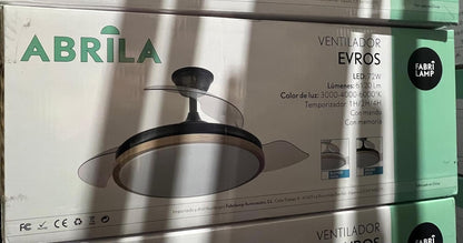 Ventilator EVROS L zwart met DC-motor en FABRILAMPintrekbare bladen