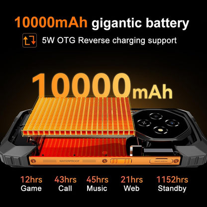 Blackview Fort 1 Android 15 Outdoor mobiele telefoon zonder abonnement, 2025, 18 GB + 256 GB outdoor smartphone 4G, 16MP AI camera, 6,56 inch HD+ beeldscherm, 10000 mAh, IP68 waterdicht