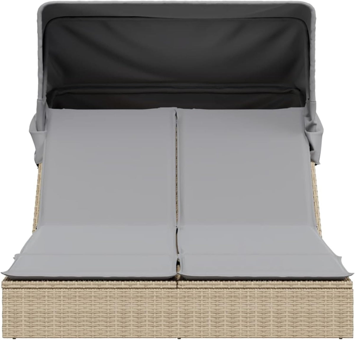Gecheer Double Sun Lounger with Canopy and Poly Rattan Cushion Professional Sun Lounger Outdoor Garden Lounger Sun Lounger Sun Lounger Sun Lounger P368640 - QUORE