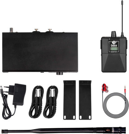 D Debra PRO ER-102 UHF Draadloze In-ear Monitor - Enkel Kanaal met Zender & Ontvanger voor Podium, Studio, Muzikanten (1 Bodypack)