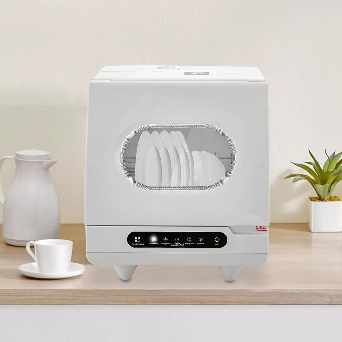 Compacte mini-vaatwasser, vaatwasser, vaatwasser, vaatwasser, tafelvaatwasser, werkbladen, draagbaar, wit, 800 W, 220 V