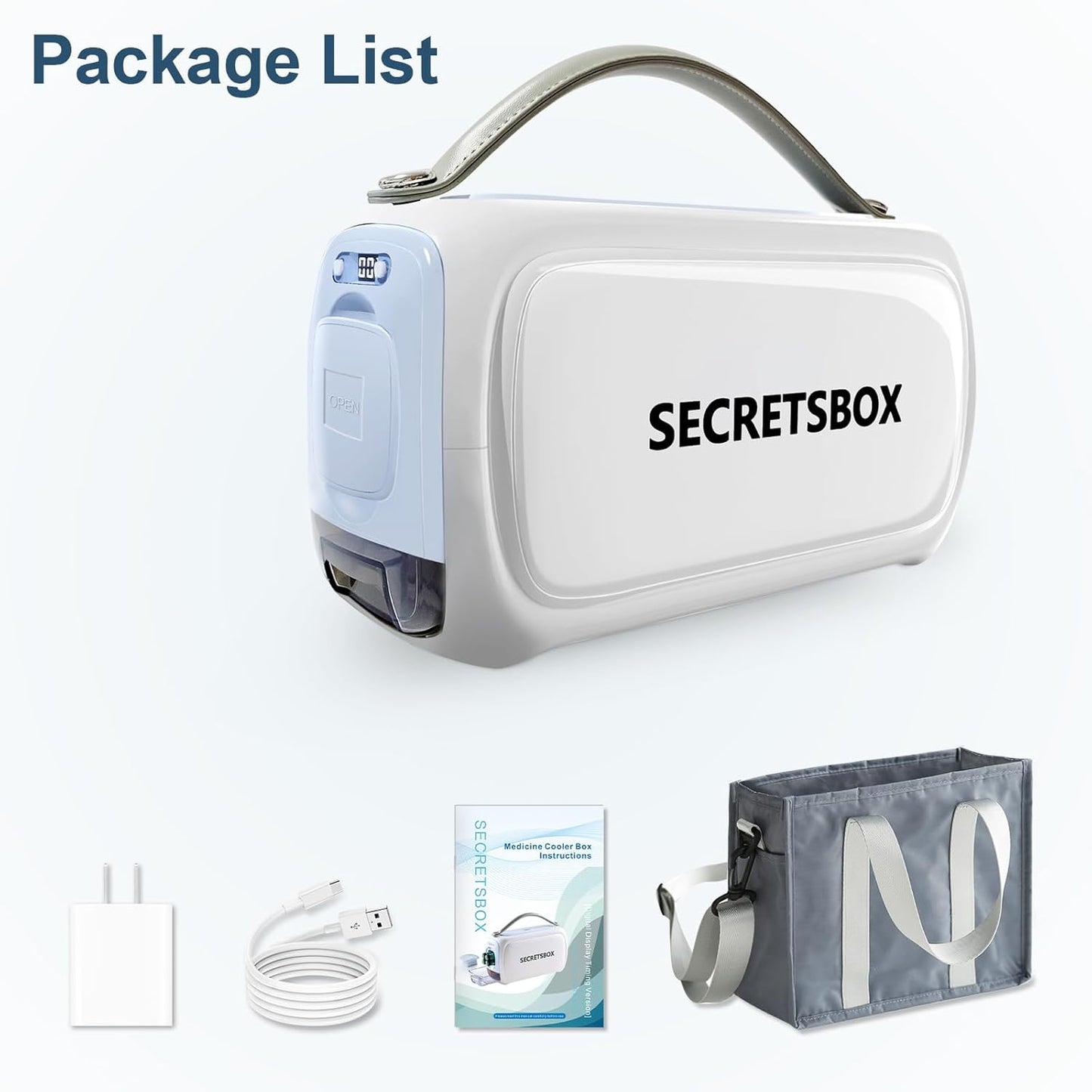 Insulin koelbox, elektrisch, draagbare medische koelkast, 2-8 °C, intelligente temperatuurcontrole, digitaal scherm, mini-medicijnen, koelbox voor reizen en auto, TSA-goedgekeurd