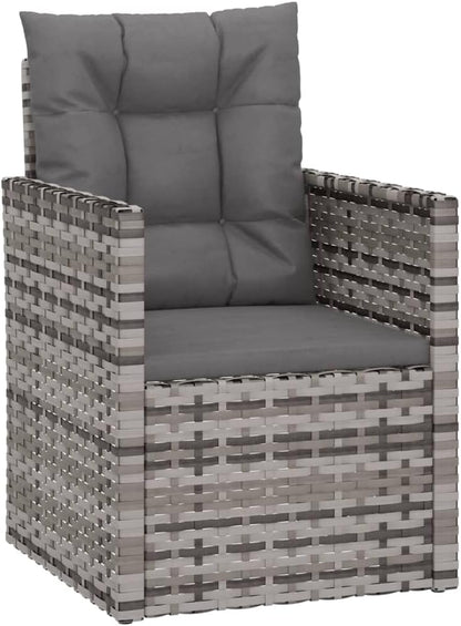 vidaXL 3 Piece Lounge Set with Cushions Poly Rattan Grey, Lounge Set, Outdoor Lounge, Sofa Lounge, Lounge Sets, Outdoor Lounge Set, Sofa Set - QUORE
