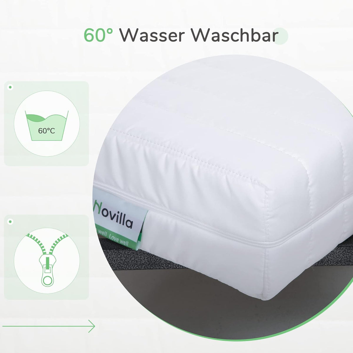 Novilla Matras, 140 x 200 cm, H2 en H3, 7 zones, koudschuimmatras, overtrek 60 graden, wasbaar, schuimrolmatras, 2-in-1, Oeko-Tex-gecertificeerd, hoogte 18 cm