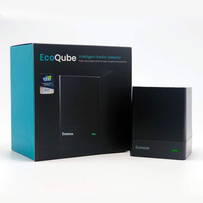 Ecosense EQ100 EcoQube, digitale radondetector, snelle detectie van schommelende niveaus, korte- en langetermijnmonitoring met trendgrafieken, externe gegevens toegang, Wi-Fi 2,4 GHz alleen netwerken