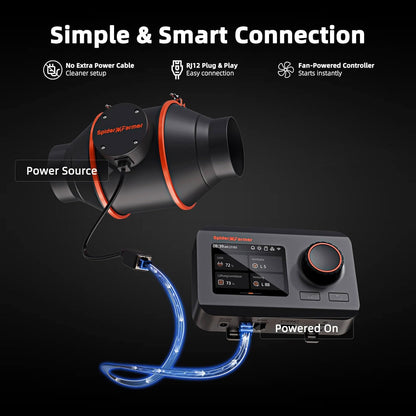 Spider Farmer Inline-buisventilator 100 mm/4 Inch met GGS Temp Vochtigheidsregelaar, WiFi App-bediening, 350 m³/u EC-motor, 27 W Grow Ventilator Beluching Afvoerventilator voor Kweektent, Kweekbox