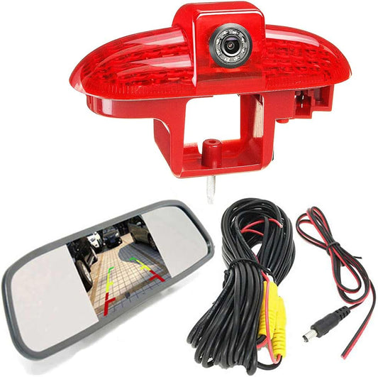 HD Hoge remlamp, achteruitrijlicht, achteruitrijcamera, nachtzicht, compatibel met Opel Vivaro/Vauxhall/Combo/Renault/Trafic/Fiat Scudo/Talento/Movano/Nissan/Primastar/Citroen + achteruitkijkspiegel