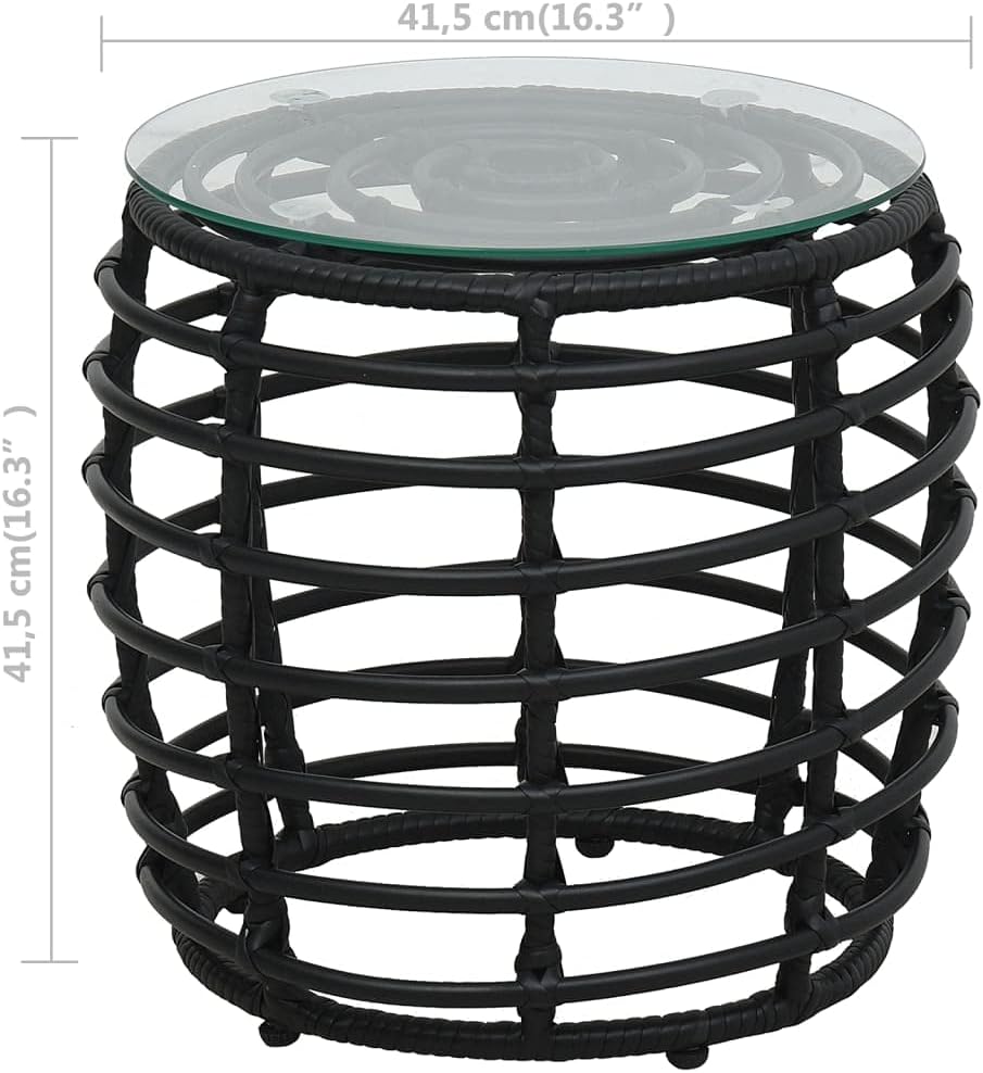 3-Piece Bistro Set Poly Rattan Black Garden Furniture Bistro Set, Sitting Set with Chairs and Table, Balcony Furniture Set Outdoor Furniture Set for Patio, Garden, Balcony-C - QUORE
