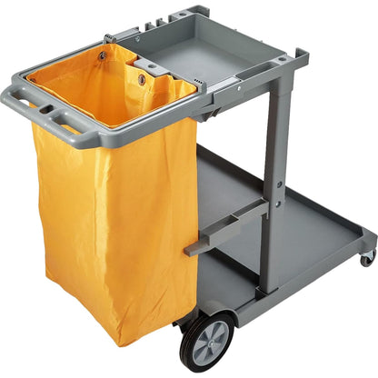 VEVOR Professional Household Cart, 3 Floors, Cleaning Trolley, Polypropylene Washing with PVC Bag, Maintenance Car, Load, 90.7 kg, Liquid Movement, Storage, Maintenance Tools, Office, Hotel, Grey