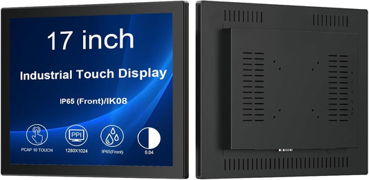 VSDISPLAY 17 inch industriële touchscreen-monitor, 1280 x 1024, 250 nits, IP65 front, 10-punts touch, 5:4 beeldverhouding, groot temperatuurbereik