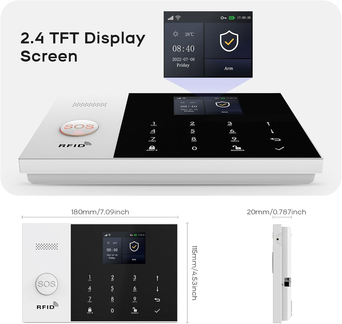 PGST Home Security System, 16 Stuk WiFi GSM 2G Home Security Alarmsysteem met Afstandsbediening Deurraam Alarm Sensor IR Bewegingsmelder Compatibel met Alexa