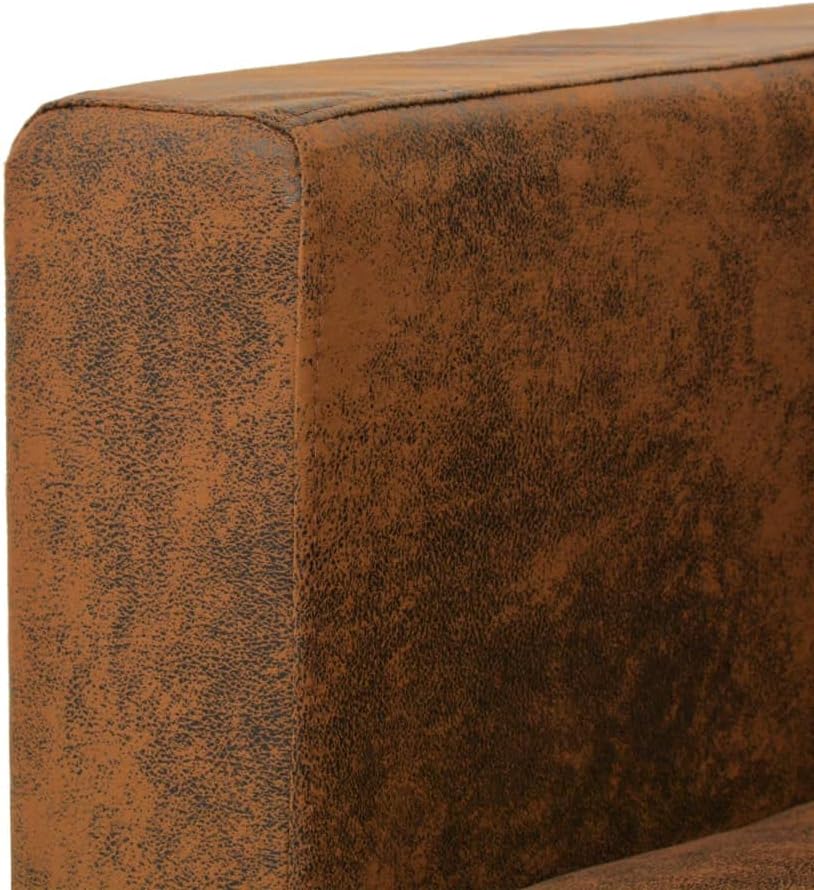 Fauteuil Bruin Suède Look – Loungestoel – Televisiestoel – Relaxstoel – Bureaustoel – Dik Gevoerde Bekleding – Stevig Houten Frame