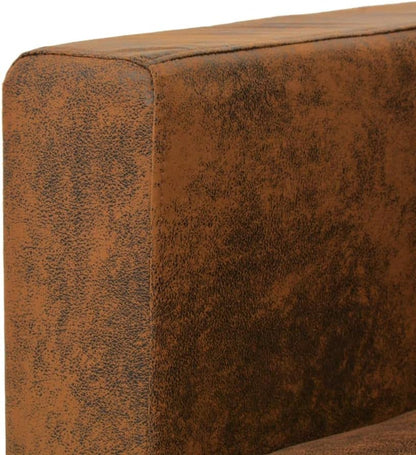 Fauteuil Bruin Suède Look – Loungestoel – Televisiestoel – Relaxstoel – Bureaustoel – Dik Gevoerde Bekleding – Stevig Houten Frame
