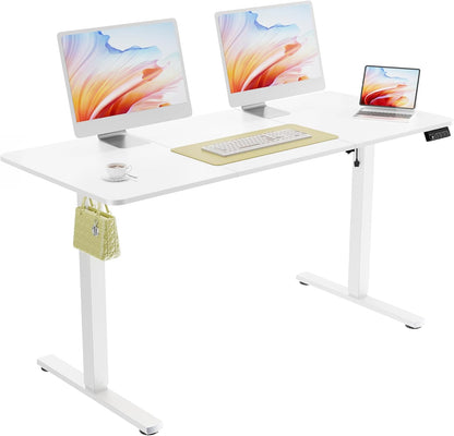 ERGOMAKER Height Adjustable Desk, 160 x 70 cm, Desk, Height Adjustable, Electric with Memory Function, Ergonomic Table, Height Adjustable, White
