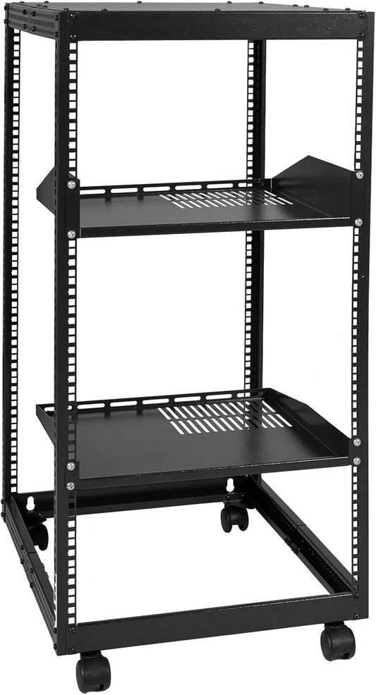 20U Open Frame Server Rack Met Wielen – Serverrack – Netwerkrack – AV-Rack – 19 Inch Rack – Verstelbare Diepte 23 Tot 40 Inch – Draagvermogen Tot 500 Lbs