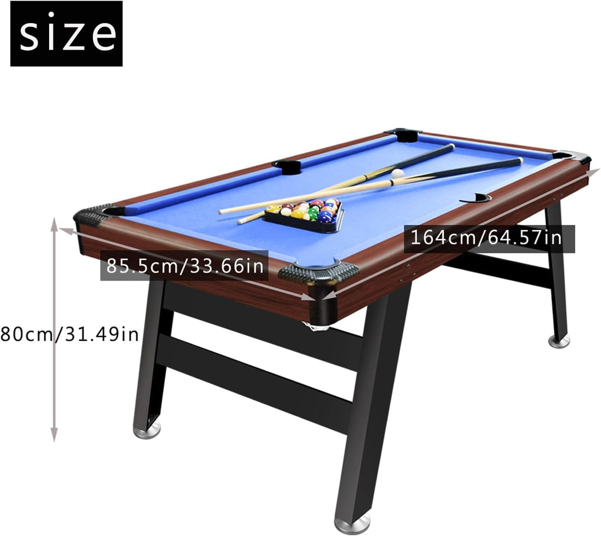 Biljarttafel – Pooltafel – Biliardtafel – Spel tafel – Billiardtafel – Inclusief 2 Keuen & Complete Set – Verstelbare Poten & Houten MDF Frame