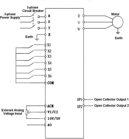 4KW VFD-omvormer, AC 380V AT3-4000X driefasige frequentieomvormer Converter Professionele variabele Frequeza-aandrijving Ingebouwde filter