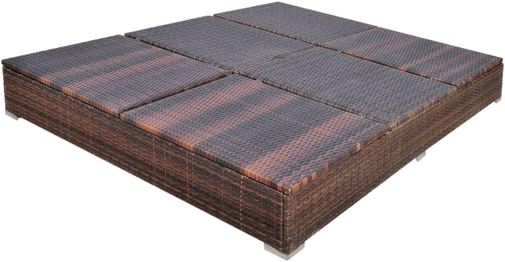 vidaXL Lounge Bed with Parasol Sun Lounger Garden Bed Chair Lounger Garden Furniture Outdoor Furniture Furniture Garden Lounge Furniture Poly Rattan Brown - QUORE