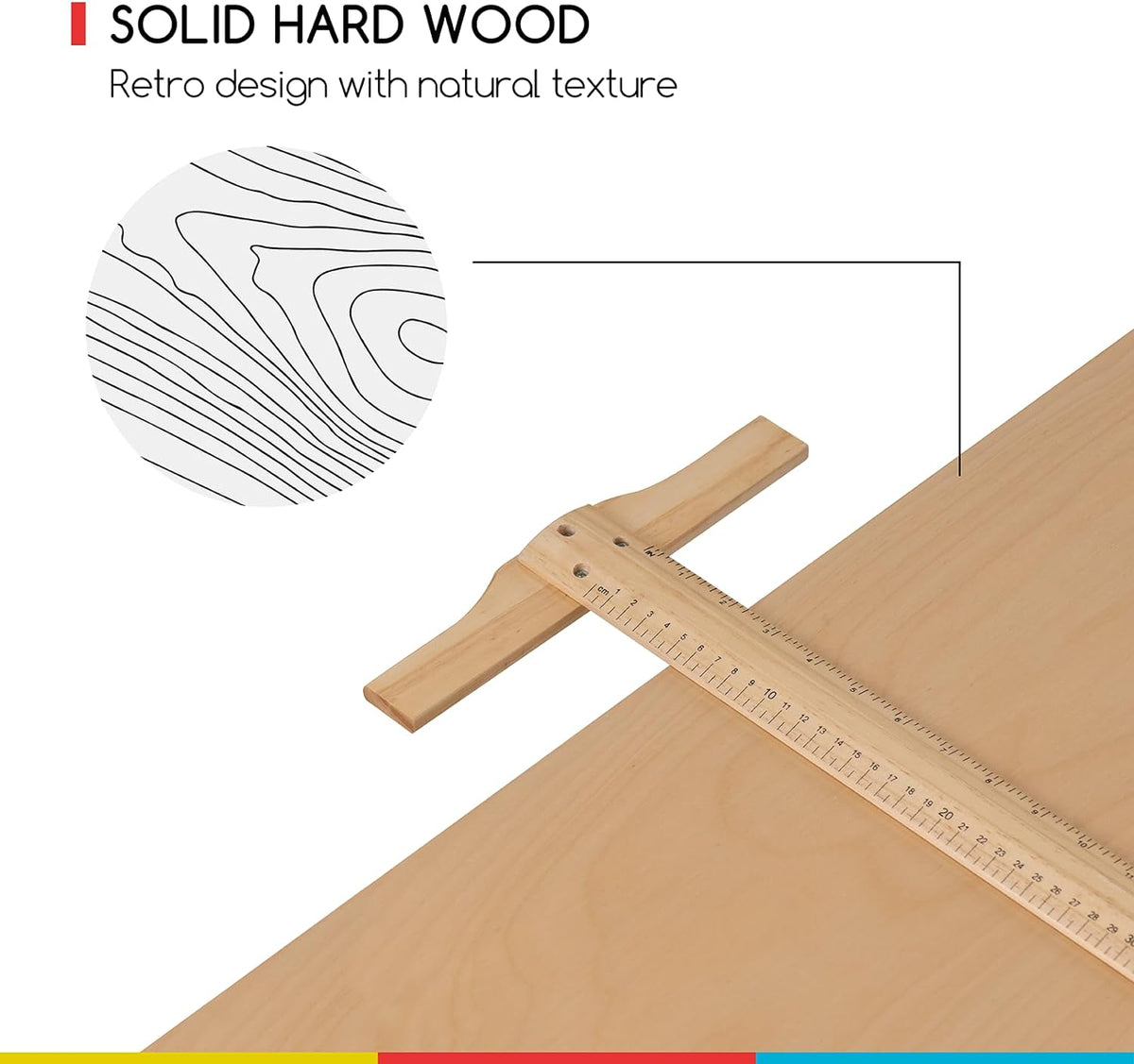 MEEDEN Massief Houten Tekentafel, Tekenbureau voor Kunstenaars, Schrijfbureau Studiobureau, Art Craft Tafel met Verstelbare Hoogte en Kantelbaar Tafelblad voor Kunstwerken, Grafisch Ontwerp, Lezen