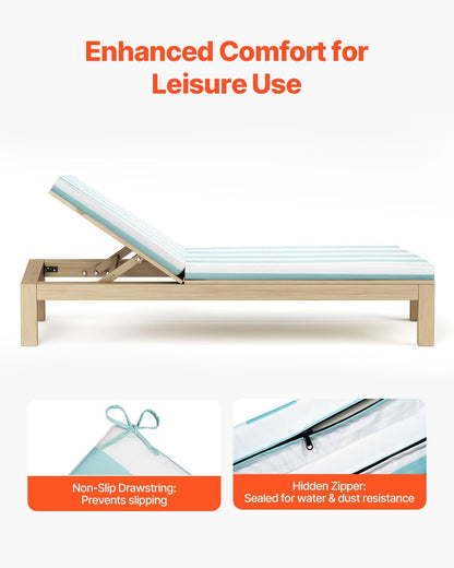 Loungekussen Voor Ligstoelen – Tuinkussen – Ligstoelkussen – Strandkussen – Tuinmeubelkussen – Waterafstotend en Lichtbestendig – Verstelbare Riemen en Antislipkoord – Set Van 2 – 2032 X 660 X 98 MM