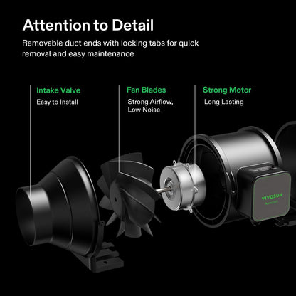 Inline Afzuigventilator 100 Mm – Kanaalventilator – Buisventilator – Kweektent Ventilator – Inline Ventilator – 353 M³/Uur – 10 Snelheidsstanden