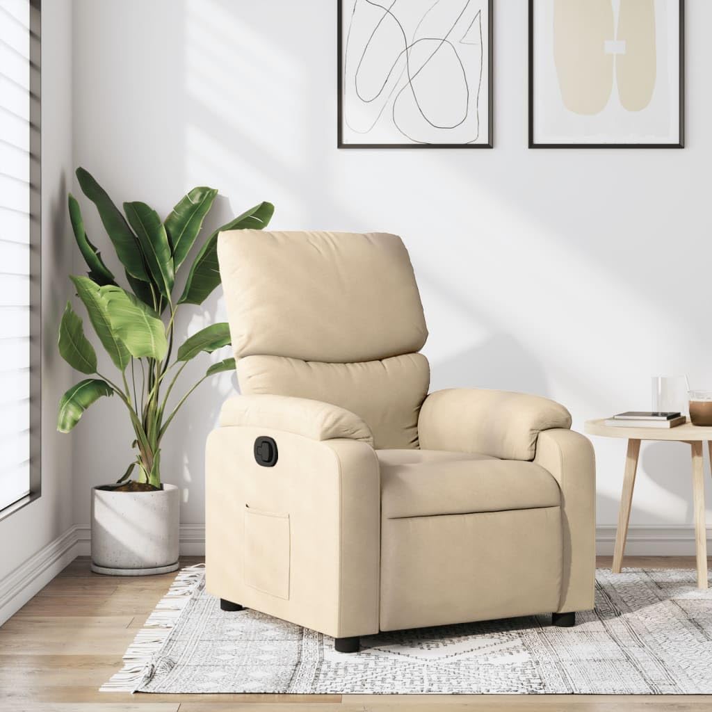 vidaXL Tilting Chair, Recliner Chair with Footrest, Seat with Backrest and Armrests, Living Room, Modern, Cream