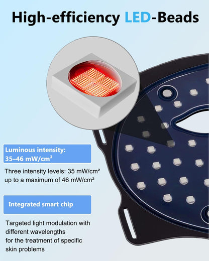 LED-Lichttherapiemasker – Gezichts- En Nekmasker – LED-Masker – Rood Licht Masker – Huidverzorgingsmasker – 7 Lichtstanden – Draadloos USB-C Oplaadbaar