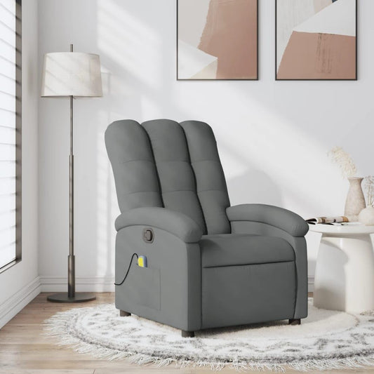 Massage Relaxstoel – Massagestoel – Relaxfauteuil – Verstelbare Stoel – Zithoekstoel – 6 Massagepunten – Donkergrijze Polyester Bekleding