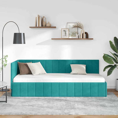 Bedframe – Bedbodem – Ledikant – Slaapkamermeubel – Eenpersoonsbed – Fluwelen Hoofdbord – 80x200 cm – Stevig Geperst Hout