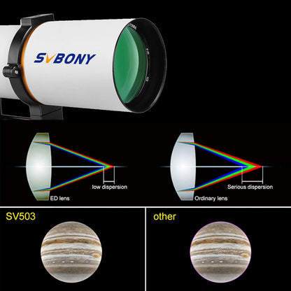SVBONY SV503 Draagbare telescoop, 70ED F6 extra lage dispersie optische buis, micro-reductie rap focuser, voor astrofotografie en visuele astronomie