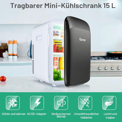FANTASK 2-in-1 mini-koelkast, 15 liter, kleine koelkast met koel- en verwarmingsfunctie