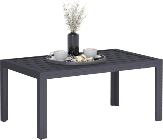 Outsunny Bijzettafel Balkontafel van Staal Rechthoekig Salontafel Weerbestendig Tuin Tafel Onderhoudsvriendelijk Buiten Tafel voor Balkon Tuin Terras Veranda Woonkamer, 101,5x61x46 cm Grijs - QUORE