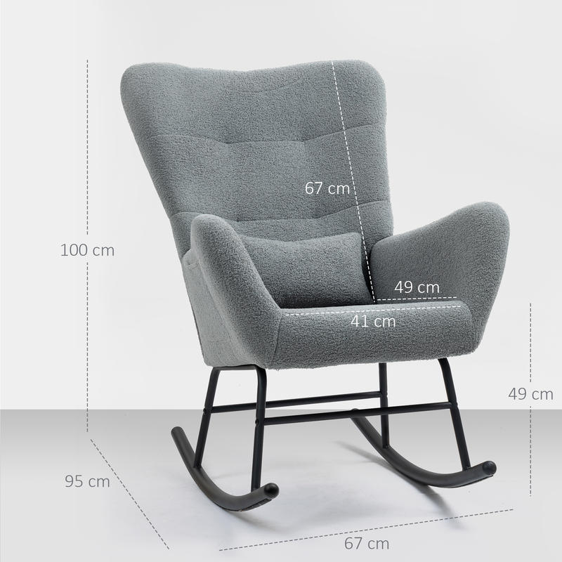 Schommelstoel – Schommelstoel Binnen – Relaxstoel – Schommelstoel Buiten – Lounge Stoel – Zachte Pluche Bekleding – Ergonomische Lendensteun – Antislip Onderkant – Draagt Tot 120 Kg