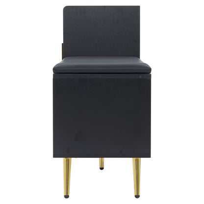 Schoenenbankje – Schoenenkast – Schoenenopberger – Schoenenrek – Schoenenbank – Bamboe Materiaal – Hoogglans Zwarte Afwerking – Ruimtebesparend Design – Goudkleurige Accenten