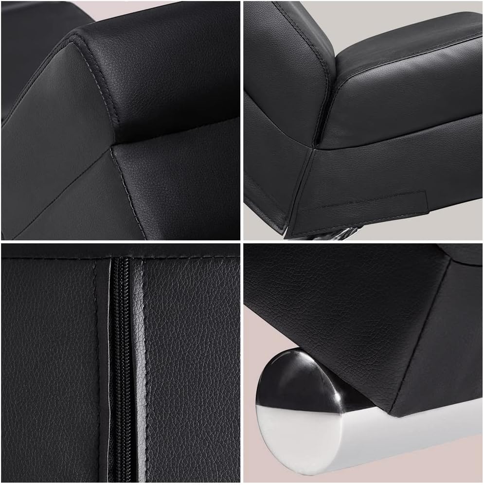 Casaria Relax Chair XXL London 186 x 89 x 55 cm Ergonomic Faux Leather Padded 180 kg Load Capacity Living Room Office Indoor Chaise Lounge Relax Chair Black - QUORE