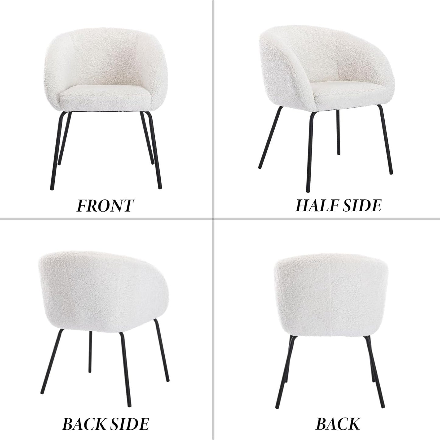 chairus Soft Faux Fur Lounge Accent Chair Upholstered Tub Chair with Metal Legs Armchair for Vanity/Bedroom, White