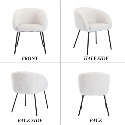 chairus Soft Faux Fur Lounge Accent Chair Upholstered Tub Chair with Metal Legs Armchair for Vanity/Bedroom, White