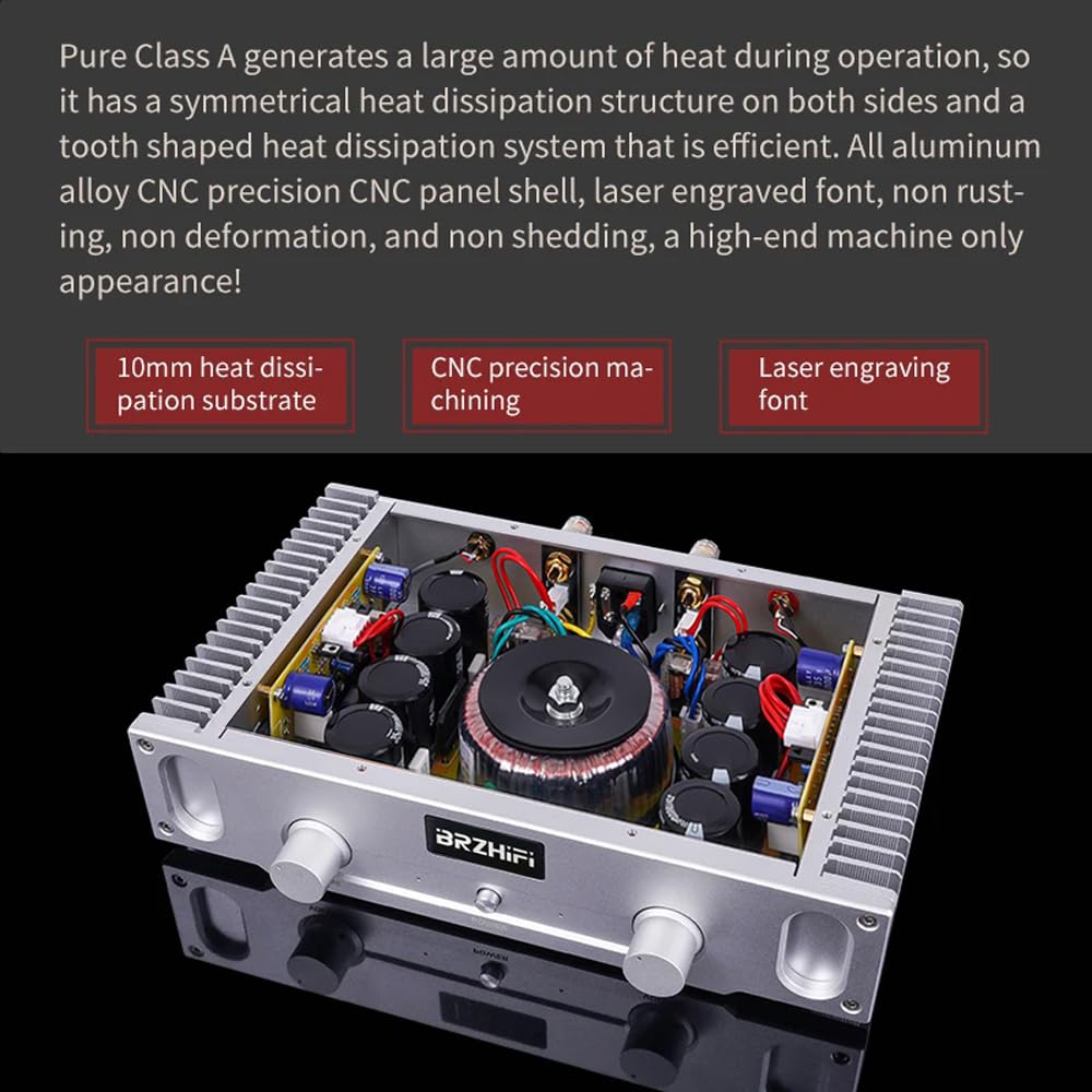 Pure Klasse A 2.0 Kanaals Eindversterker Zilver – Versterker – Hifi Versterker – Stereo Versterker – Home Audio Versterker – 20 W Bij 8 Ohm – 144.000 µF Filtercapaciteit