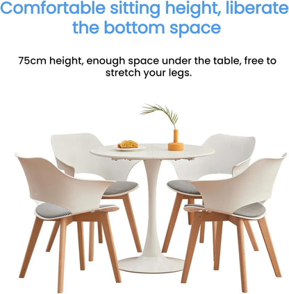 GrandCA HOME eettafel, ronde tafel, 80 cm, geschikt voor 2-4 personen, keuken, woonkamer, eetkamer, wit