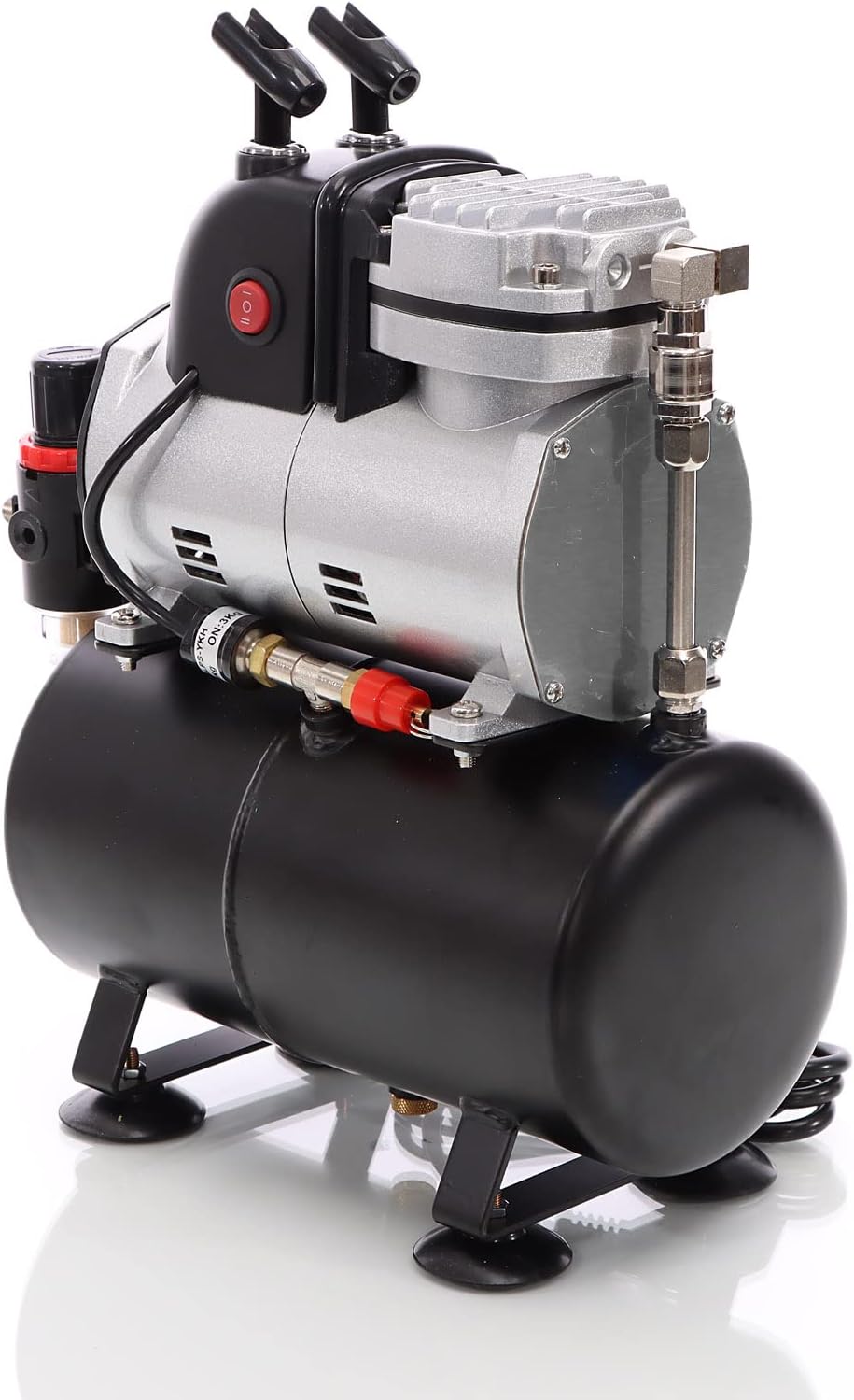 Wiltec airbrush zuigercompressor AF189 airbrushcompressor met 1 cilinder en luchttank voor werking tot 6 bar met manometer